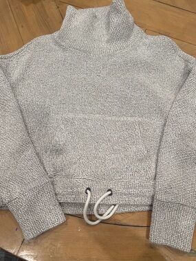 Sweaty Betty Cozy Gray Turtleneck Drawstring Sweater Size 8